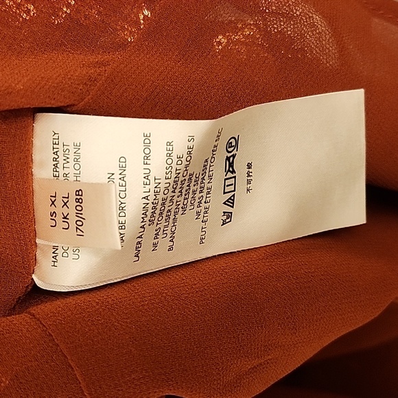 Anthropologie Womens Burnt Orange Floral Sequin Cut Out Blouse Top Size XL - Picture 3 of 16